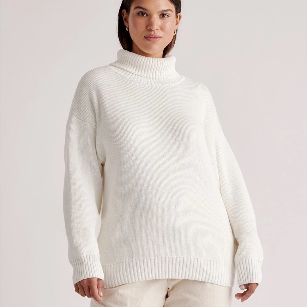Quince White Turtleneck Sweater